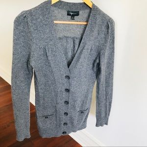 Aqua grey v neck cashmere cardigan. Size small